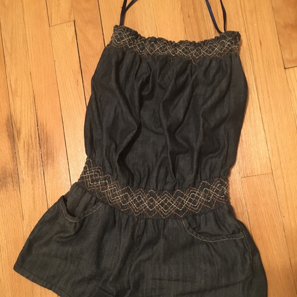 Mudd strapless denim romper